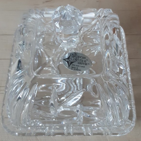 Vtg. Lead Crystal Cut Glass "Star Of David" Square Butter Dish. Made In Germany - Picture 2 of 5